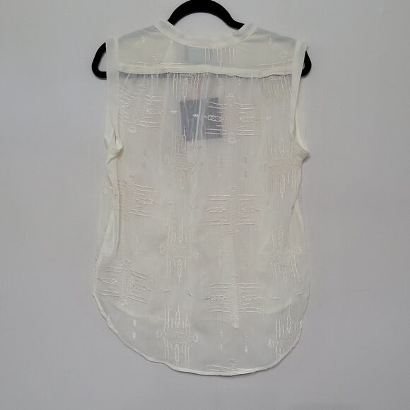 Cynthia Rowley Womens Small Cream Lace Sleeveless Blouse Romantic Feminine Soft - Picture 2 of 4